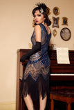 Robe à paillettes noire et rouge des années 20