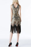 Robe à paillettes noire et rouge des années 20