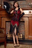 Robe à paillettes noire et rouge des années 20