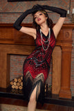 Robe à paillettes noire et rouge des années 20