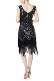 Green Sequins Glitter Fringe Robe des années 20