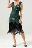 Paillettes noires Glitter Fringe Robe des années 20