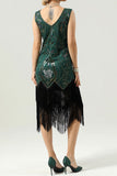 Paillettes noires Glitter Fringe Robe des années 20