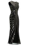Robe sirène noire et rose des années 20 à paillettes