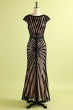 Robe Sirène Noire et Or des années 20 à paillettes