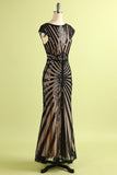 Robe sirène noire et rose des années 20 à paillettes