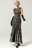 Robe Sirène Noire et Or des années 20 à paillettes