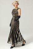 Robe Sirène Noire et Or des années 20 à paillettes