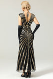 Robe Sirène Noire et Or des années 20 à paillettes
