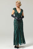 Robe Sirène Noire et Or des années 20 à paillettes