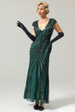 Robe Sirène Noire et Or des années 20 à paillettes
