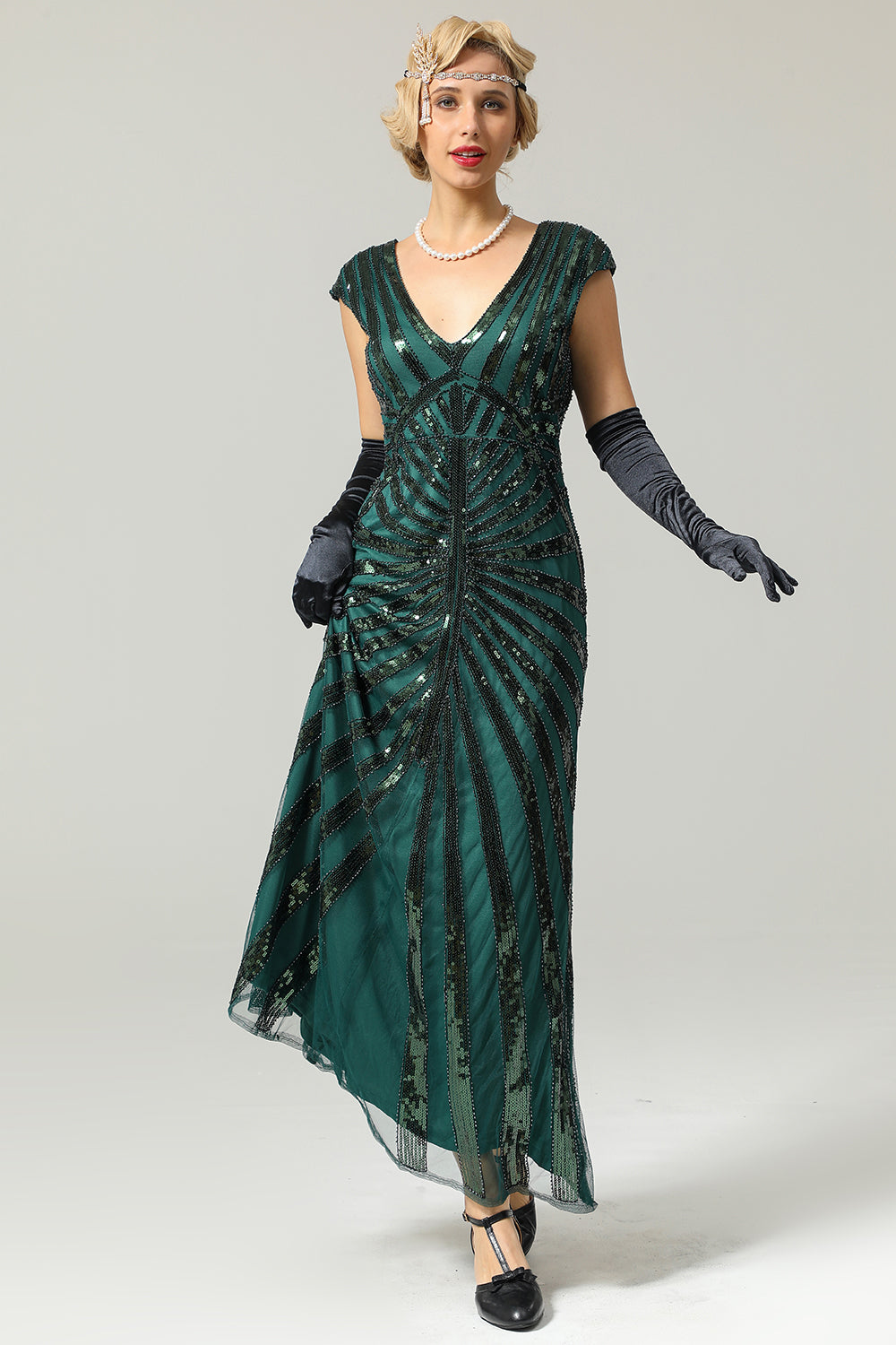 Green Mermaid 1920s Robe à paillettes Flapper