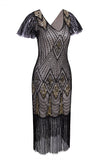 Robe à paillettes noire des années 1920