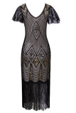 Robe à paillettes noire des années 1920