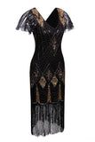 Robe à paillettes noire des années 1920