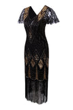 Robe à paillettes noire des années 1920