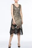 Robe à paillettes à paillettes noire des années 1920