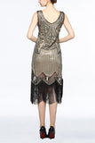 Robe à paillettes à paillettes noire des années 1920