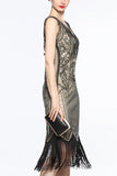 Robe à paillettes à paillettes noire des années 1920