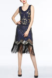 Robe à paillettes à paillettes noire des années 1920