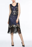 Robe à paillettes à paillettes noire des années 1920