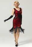 Rouge et noir Deep V Neck Flappers Robe des années 1920