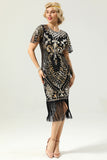 Robe à paillettes noir et or 20 avec manches Batwing