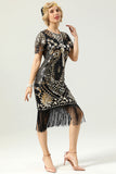 Robe à paillettes noir et or 20 avec manches Batwing