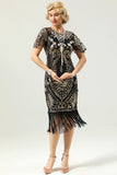 Robe à paillettes noir et or 20 avec manches Batwing
