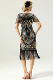 Robe à paillettes noir et or 20 avec manches Batwing