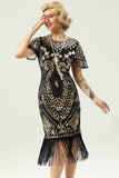 Robe à paillettes noir et or 20 avec manches Batwing