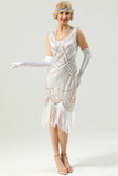 20 Retro White Sequins Fringe Robe
