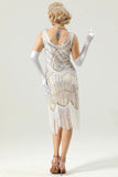 20 Retro White Sequins Fringe Robe