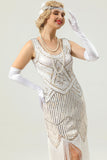 20 Retro White Sequins Fringe Robe