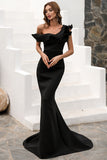 Une épaule Sirène Robe noire de bal