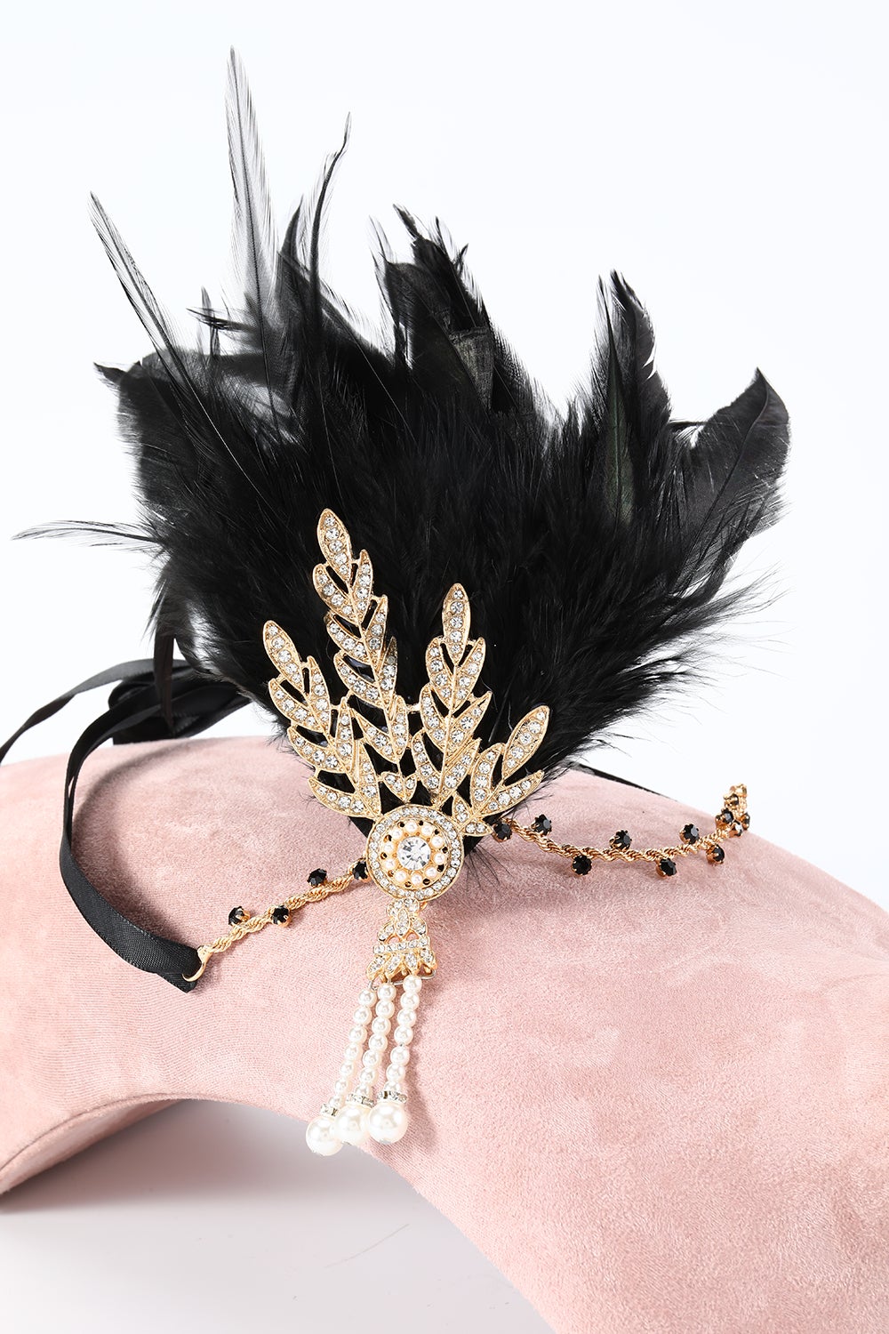 Queendancer Femmes Noir 1920s Feather Headband – queendancerfr
