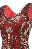 Noir col V Fringe Sequins Robe des années 20