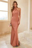 Mermaid Brown Halter Robe de demoiselle d’honneur