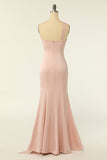 Sirène une épaule Blush Robe de demoiselle d’honneur longue avec volants