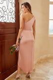 Dusty Rose One Shoulder Robe de demoiselle d’honneur
