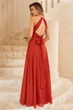 Robe de demoiselle d’honneur brun rouille à dos ouvert