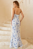 Robe de demoiselle d’honneur Boho à fleurs bleues