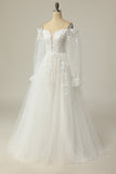 Luxueuse une ligne sur l’épaule Robe de mariée blanche avec appliques