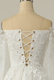 Luxueuse une ligne sur l’épaule Robe de mariée blanche avec appliques