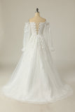 Luxueuse une ligne sur l’épaule Robe de mariée blanche avec appliques