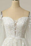 Luxueuse une ligne sur l’épaule Robe de mariée blanche avec appliques