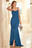 Robe de demoiselle d’honneur bleu encre haute-basse