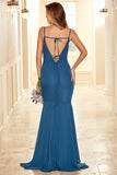 Robe de demoiselle d’honneur bleu encre haute-basse