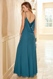 Robe de demoiselle d’honneur en dentelle verte avec fente