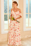 Robe de demoiselle d’honneur Blush imprimée avec volant